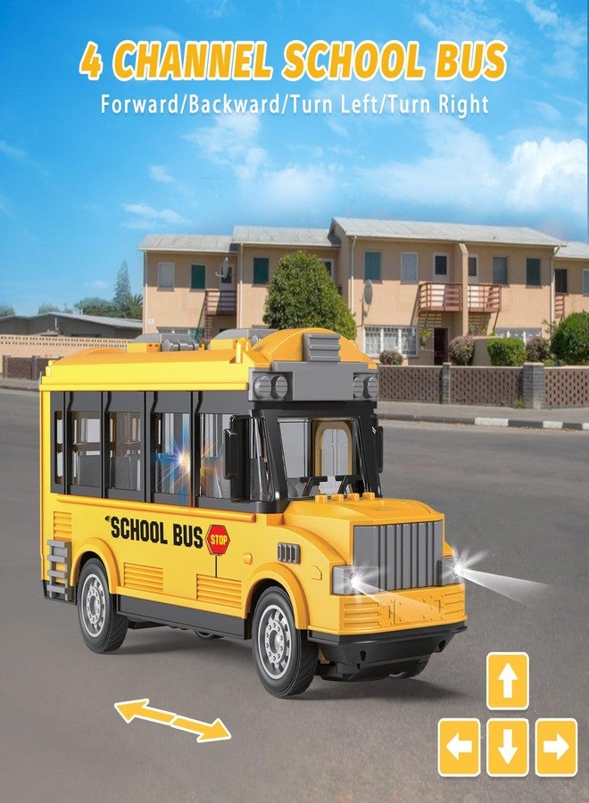 Dollox 1/30 RC School Bus, 2.4G Remote Control School Car 4 Channel City Classic Bus Toy Electronic Vehicles Opening Door for Toddlers with Lights (School Bus) - Image 2